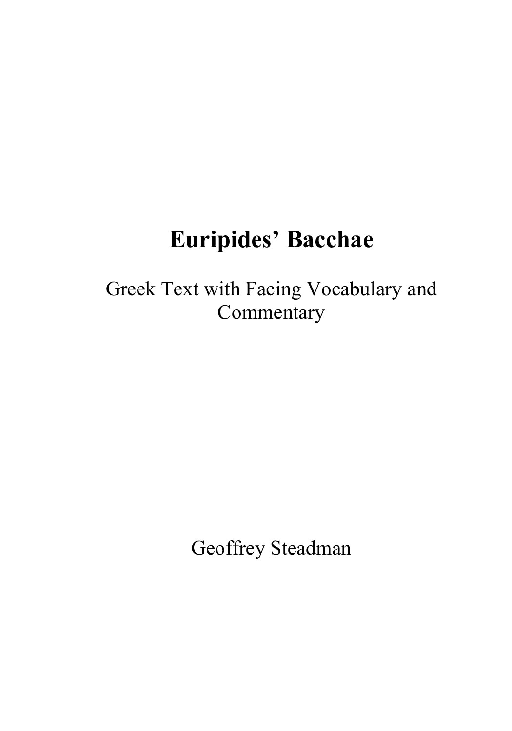 Euripides’ Bacchae