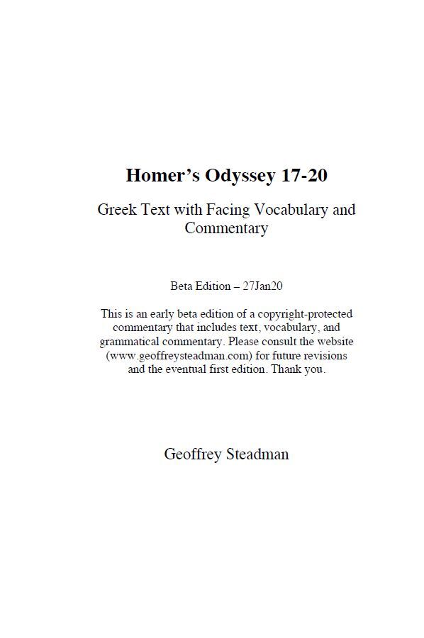 Homer’s Odyssey 17-20