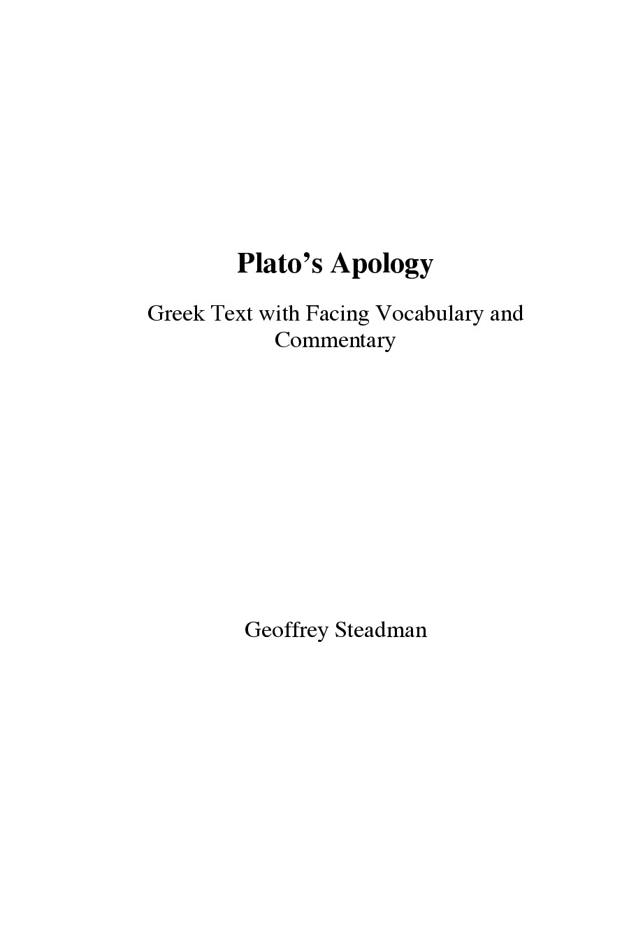 Plato’s Apology