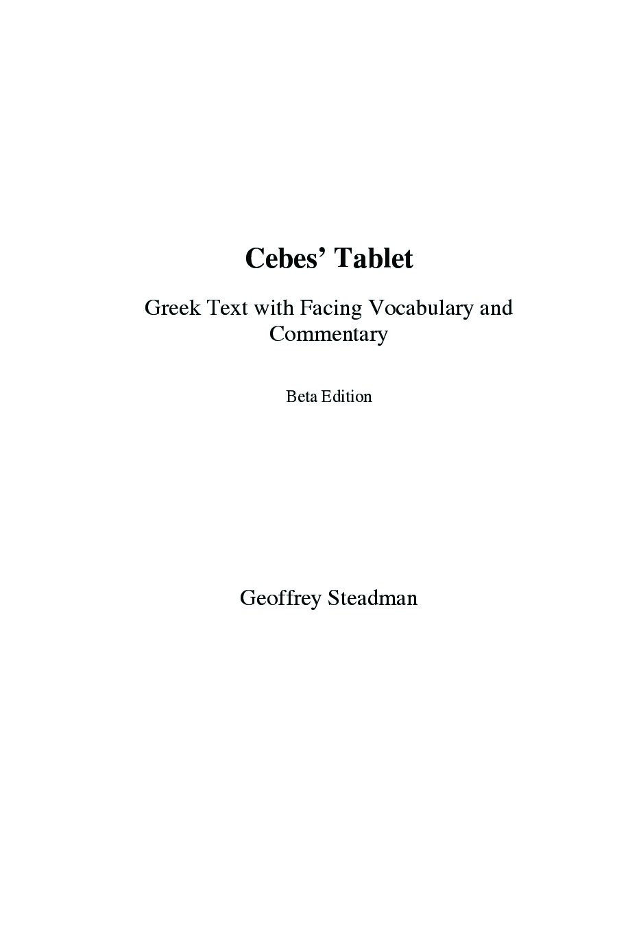 Cebes’ Tablet