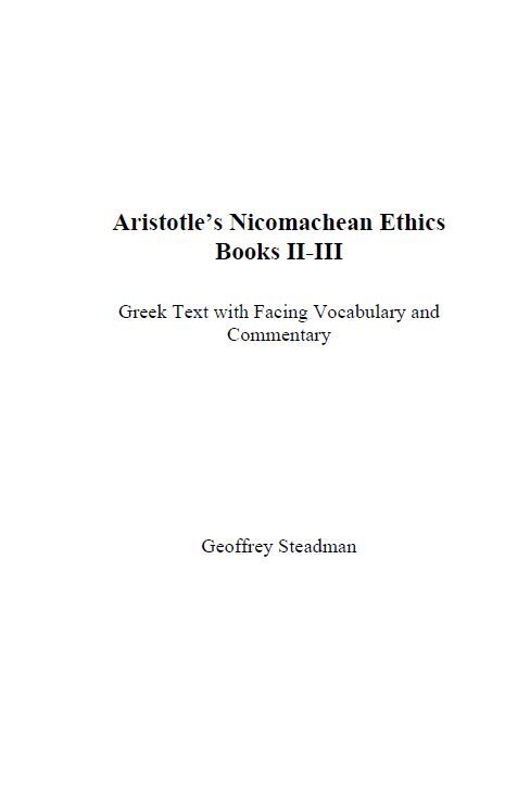 Aristotle’s Nicomachean Ethics Books II-III