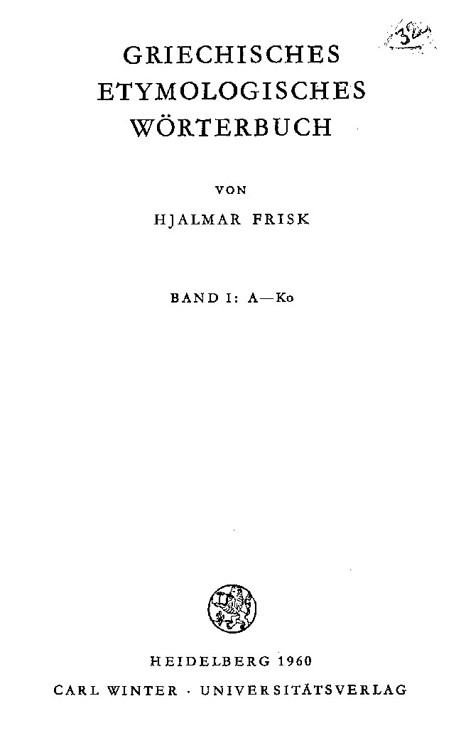 Griechisches Etymologisches Worterbuch