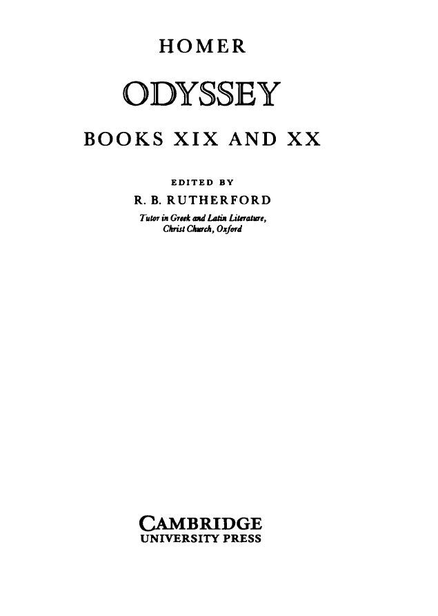 Odyssey Books XIX and XX