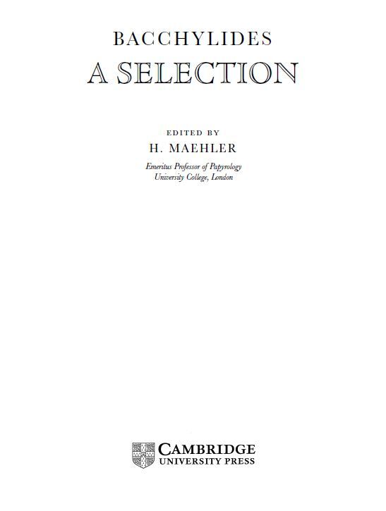 Bacchylides - A Selection