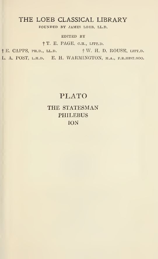 Statesman. Philebus. Ion.