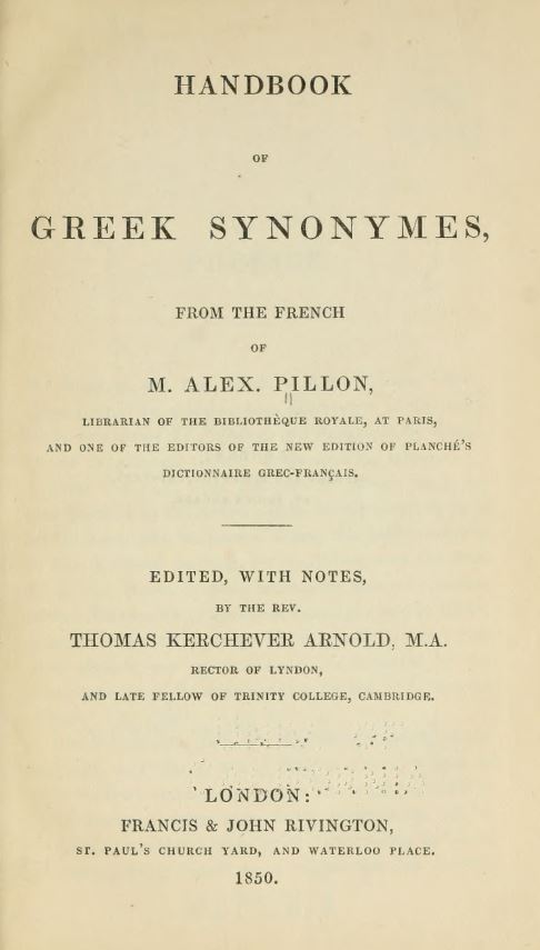 Handbook of Greek synonymes